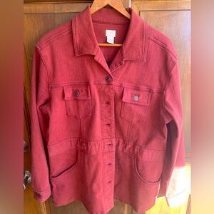 J Jill women's long denim jacket rust red size M 98% cotton